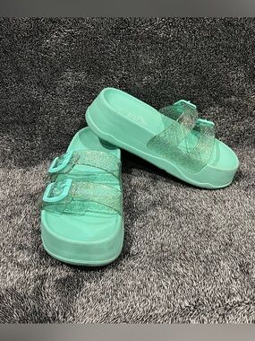Art Class Kid's Eloise Platform Jelly Slides in a teal green size 13